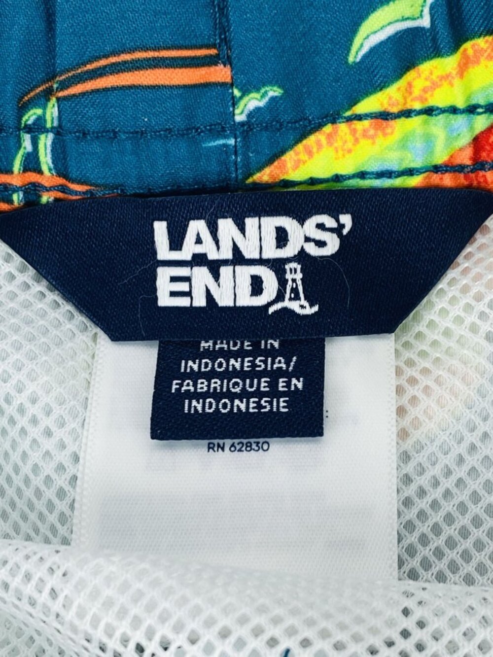 Boys Lands End Shark Print Swim Trunks XL (14-16) Elastic Waist Blue Multicolor - Picture 9 of 9